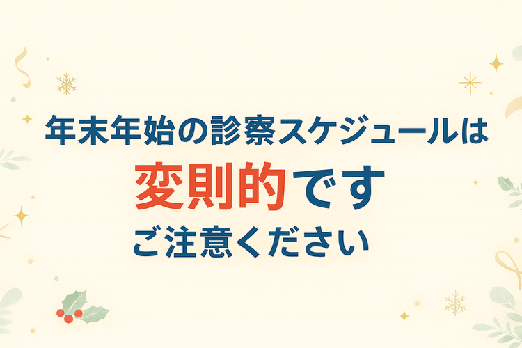 **年末年始の診察スケジュールは変則的です ご注意ください❗️**